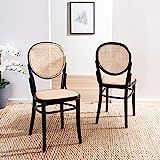 Safavieh Home Sonia Black and Natural Cane Dining Chair, Set of 2 | Amazon (US)