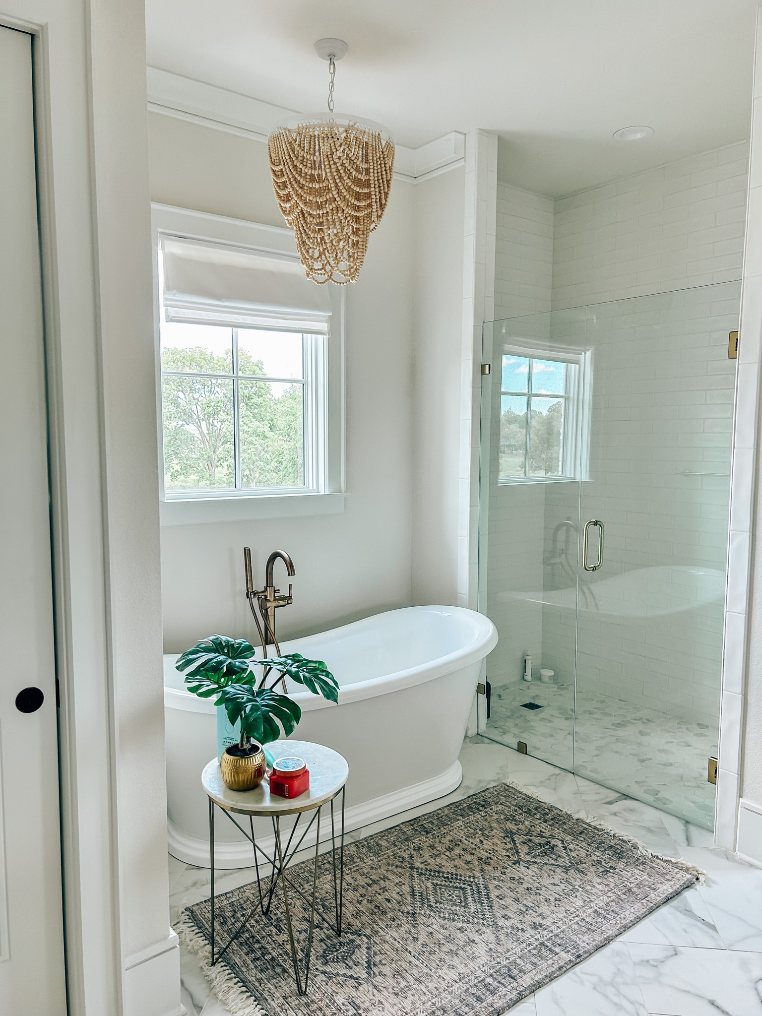 Master bathroom, modern home, rugs, freestanding tub, home decor, amazon, lighting 

#LTKstyletip #LTKhome #LTKSeasonal