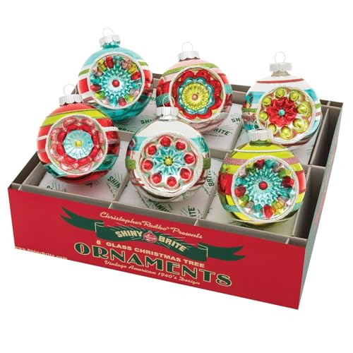 Shiny Brite Festive FETE 6 Count 3.25" Decorated Reflector Rounds | Amazon (US)
