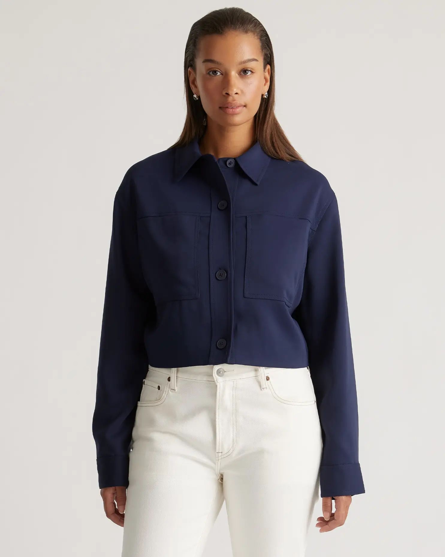 Stretch Crepe Cropped Jacket | Quince