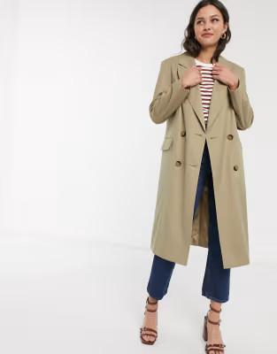 ASOS DESIGN classic crepe coat in stone | ASOS US