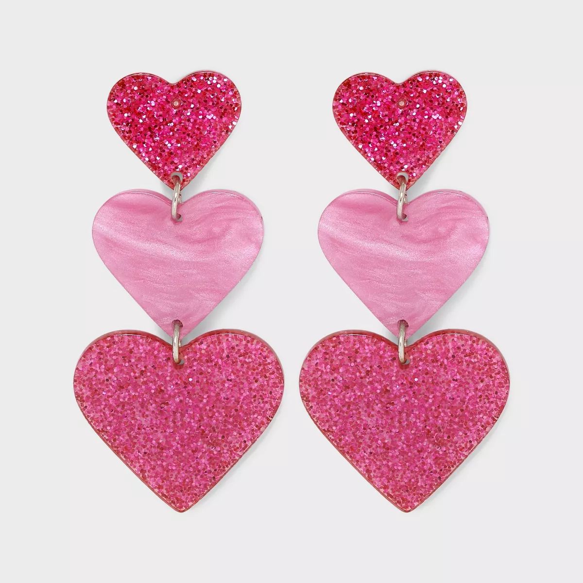 Acrylic Heart Drop Earrings - Dark Pink | Target