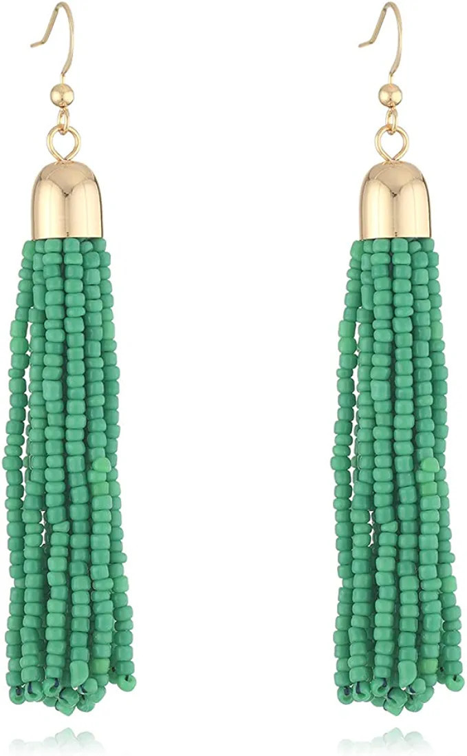 Amazon.com: Samiyack Native Beaded Tassel Earrings - Retro Bohemian Handmade Seed Bead Fringe Dro... | Amazon (US)