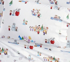Peanuts® Charlie Brown® Holiday Organic Sheet Set | Pottery Barn Kids