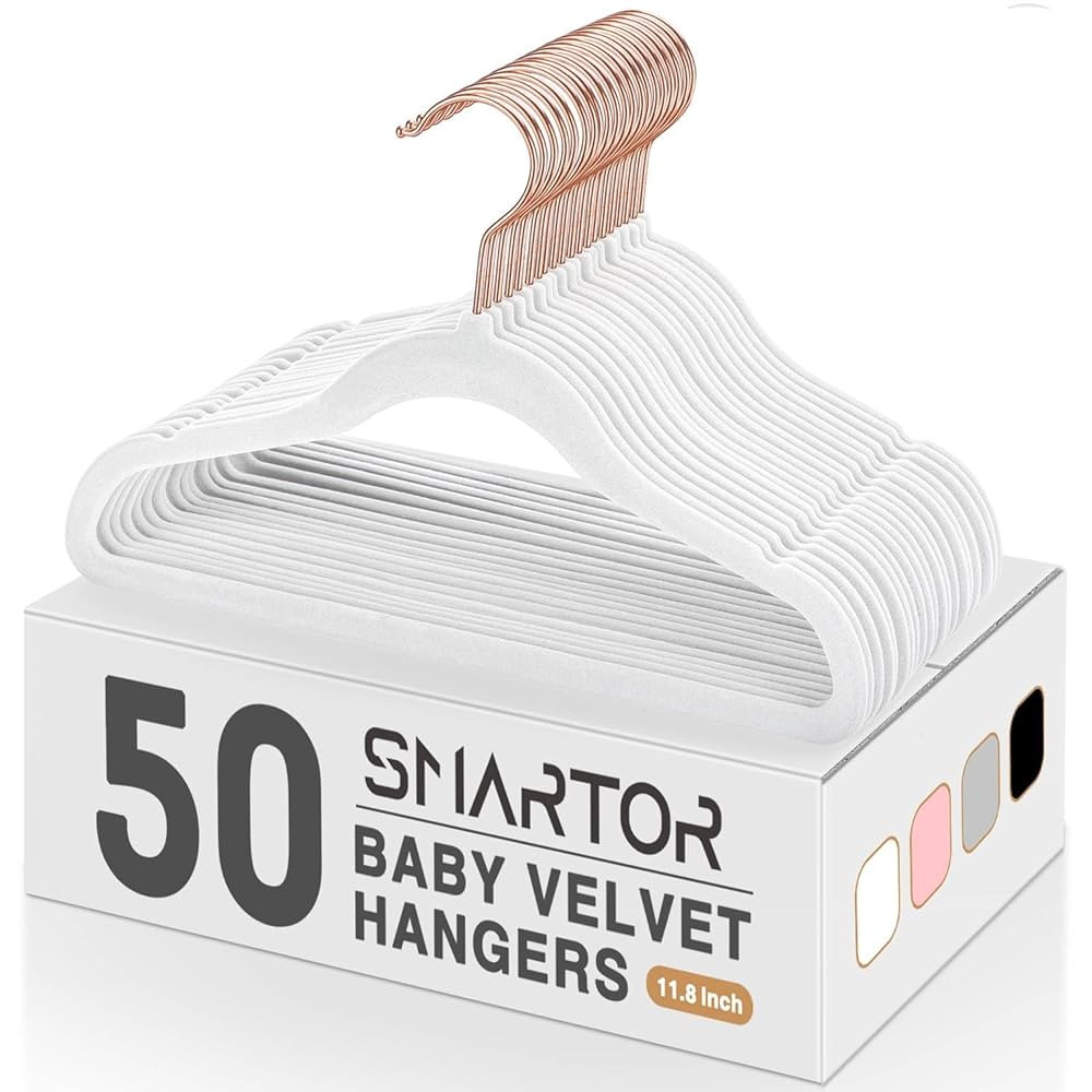 Smartor Premium Baby Hangers Velvet for Closet 50 Pack, 11.8" Durable Kids Felt Hangers Non Slip ... | Amazon (US)