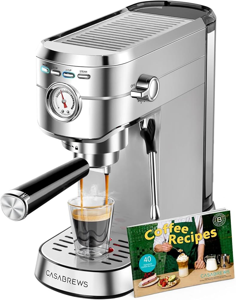 CASABREWS CM5418 Espresso Machine 20 Bar, Compact Espresso Maker with Steam Milk Frother, Stainle... | Amazon (US)