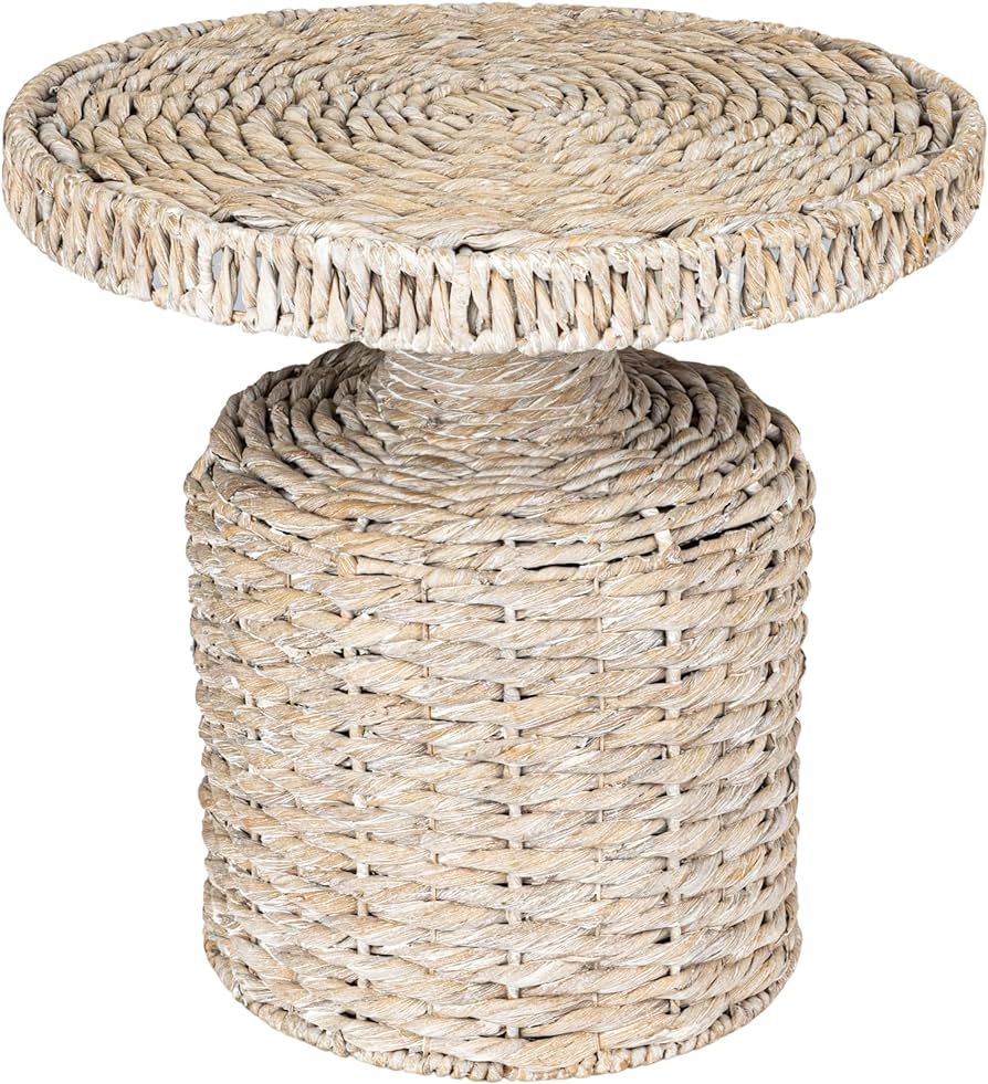 Bloomingville Hand-Woven Water Hyacinth Table, Whitewashed, White | Amazon (US)