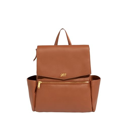 Freshly Picked Mini II Diaper Bag Backpack – Premium Vegan Leather Small Baby Bag with Changing Pad, Compact, Lightweight & Stylish for Moms On-the-Go (Cognac) | Amazon (US)