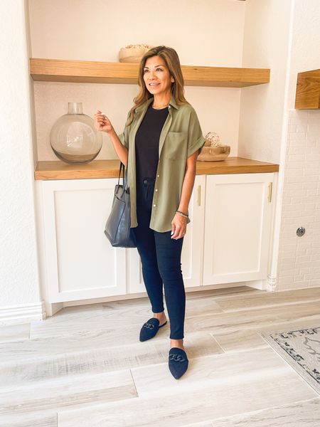 Black shirt in small tts
Olive button down shirt in small tts
Pants(comfy and stretchy) in Short size Small tts
Shoes tts
Teacher Outfit, Amazon finds

#LTKunder50 #LTKworkwear #LTKSeasonal