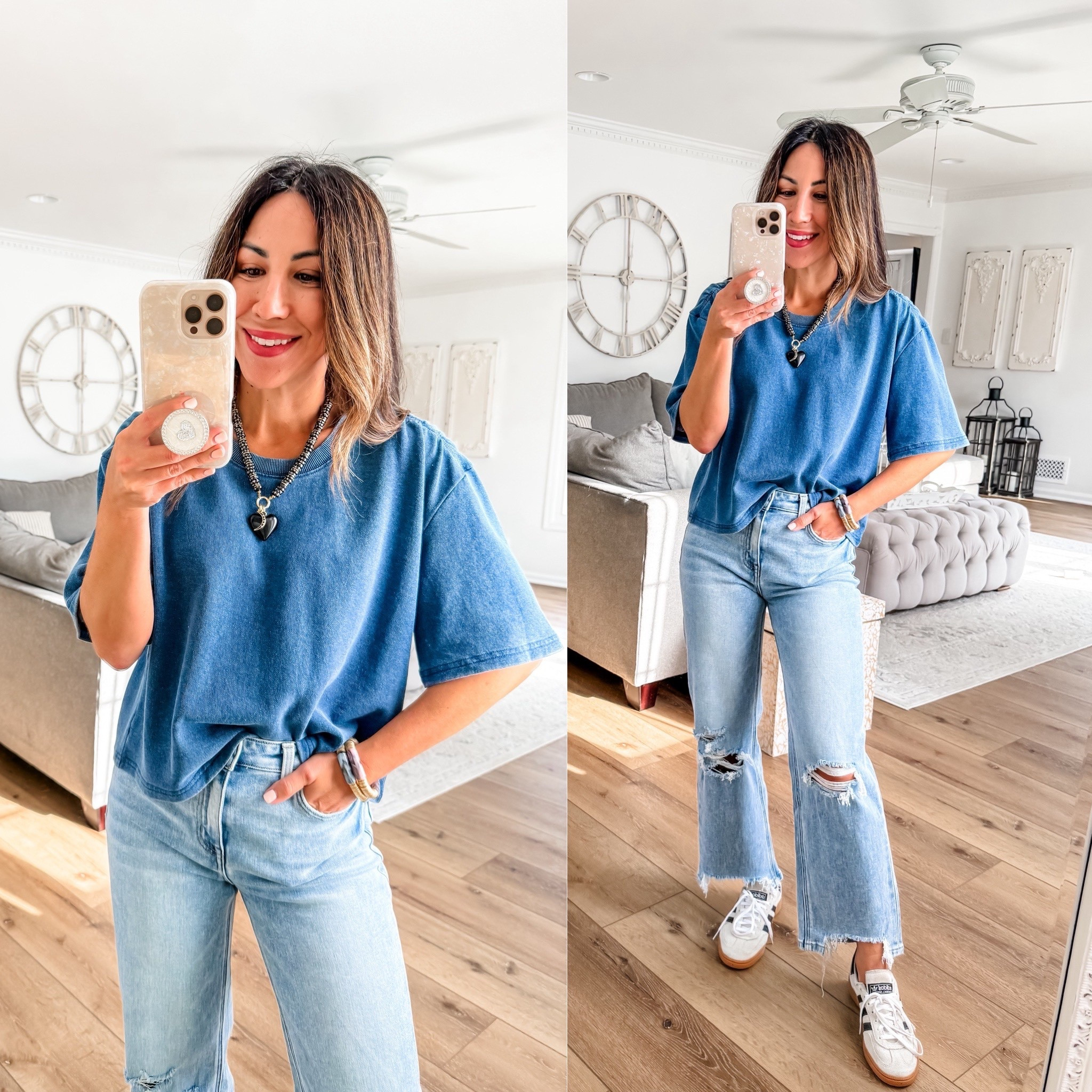 Jewelry code HOUSEOFLEO20. Short sleeve sweatshirt, small. Jeans, 25. Sneaker size down. 

#LTKFindsUnder100 #LTKSaleAlert #LTKFindsUnder50