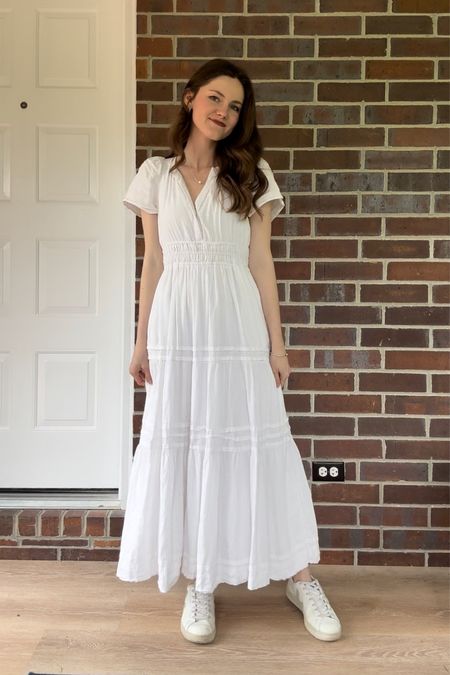White shirt sleeve maxi dress for summer // Anthropologie Maeve Somerset dress 

#LTKSeasonal