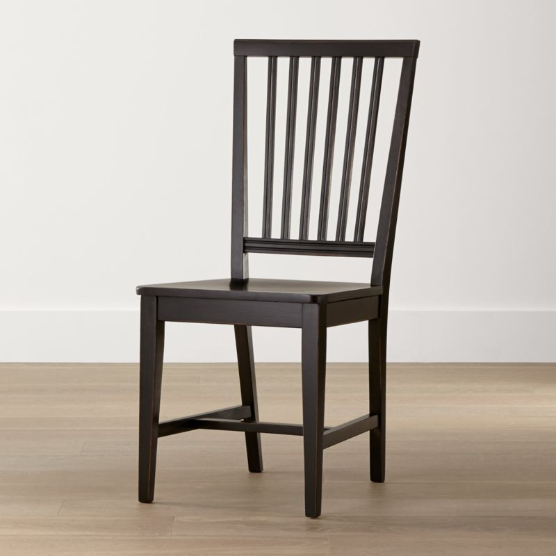 Village Bruno Black Wood Dining Chair + Reviews | Crate & Barrel | Crate & Barrel