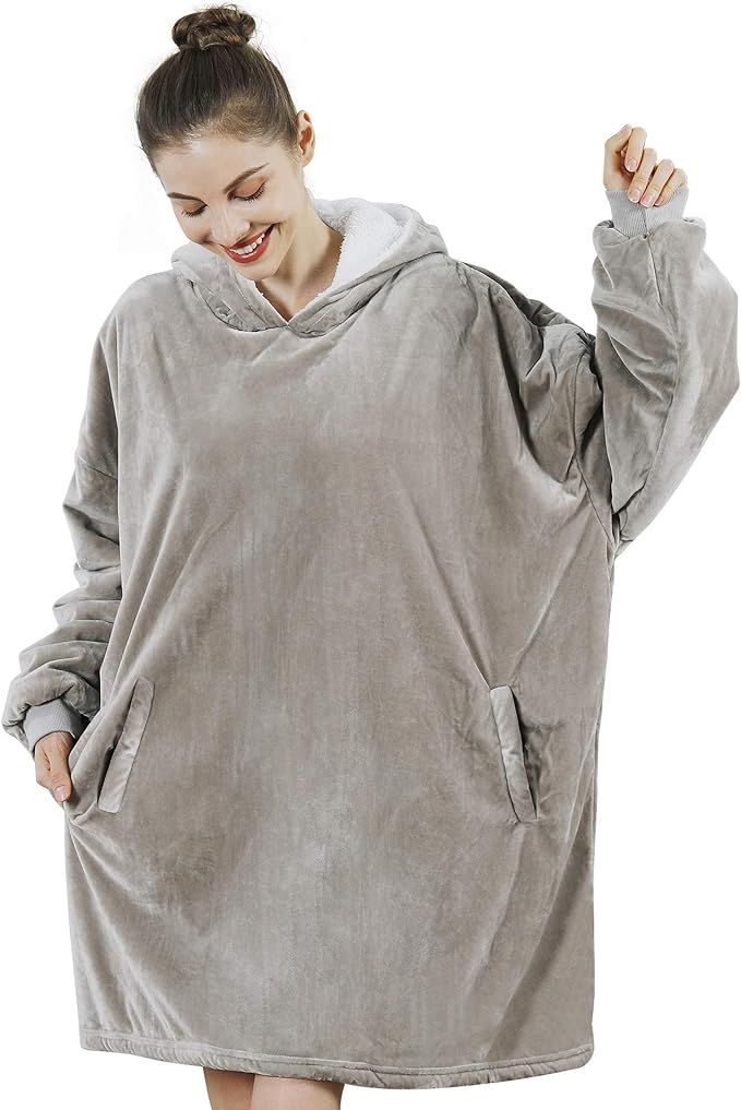 AmyHomie Blanket Sweatshirt,Oversized Sherpa Hooded Sweatshirt Blanket,Fleecehug Hoodie Wearable ... | Amazon (US)