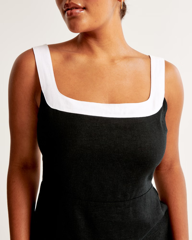 Linen-Blend Wide Strap Mini Dress | Abercrombie & Fitch (US)