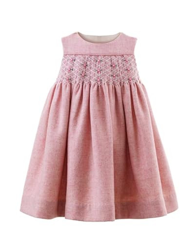 Baby Girls Sleeveless Smocking Clothing Toddler Summer Floral Smocked Dress Vintage Dresses for Party Birthday Holiday(US, Age, 12 Months, Reddish Pink) | Amazon (US)