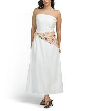 Linen Blend Strapless Scarf Waist Maxi Dress | TJ Maxx