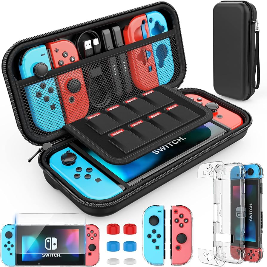 HEYSTOP Switch Case Compatible with Nintendo Switch, 9 in 1 Switch Accessories kit with Carrying ... | Amazon (US)