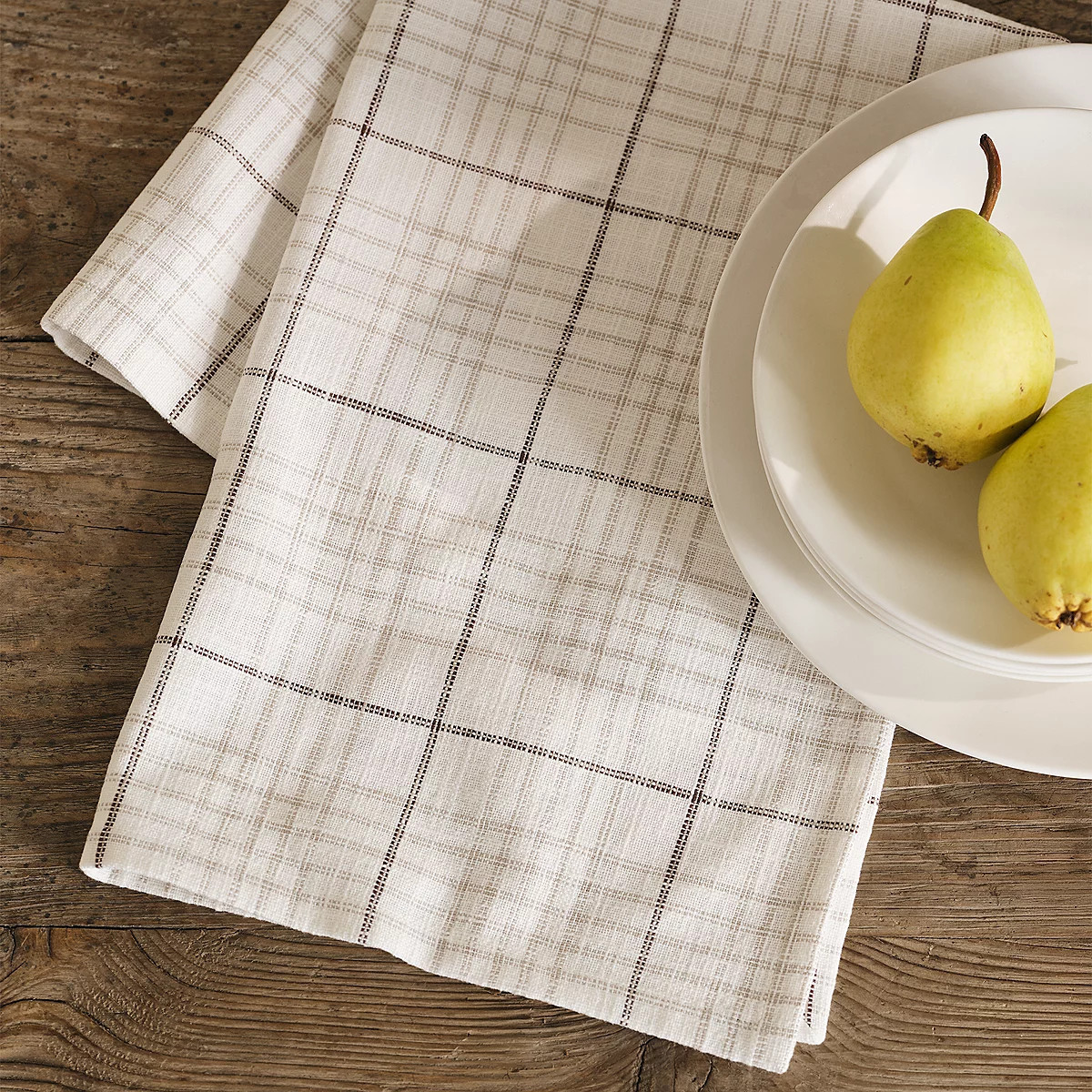 The White Company Orkney Check Tea Towels - Set of 2, White Natural, Size: One Size | The White Company UK & ROW