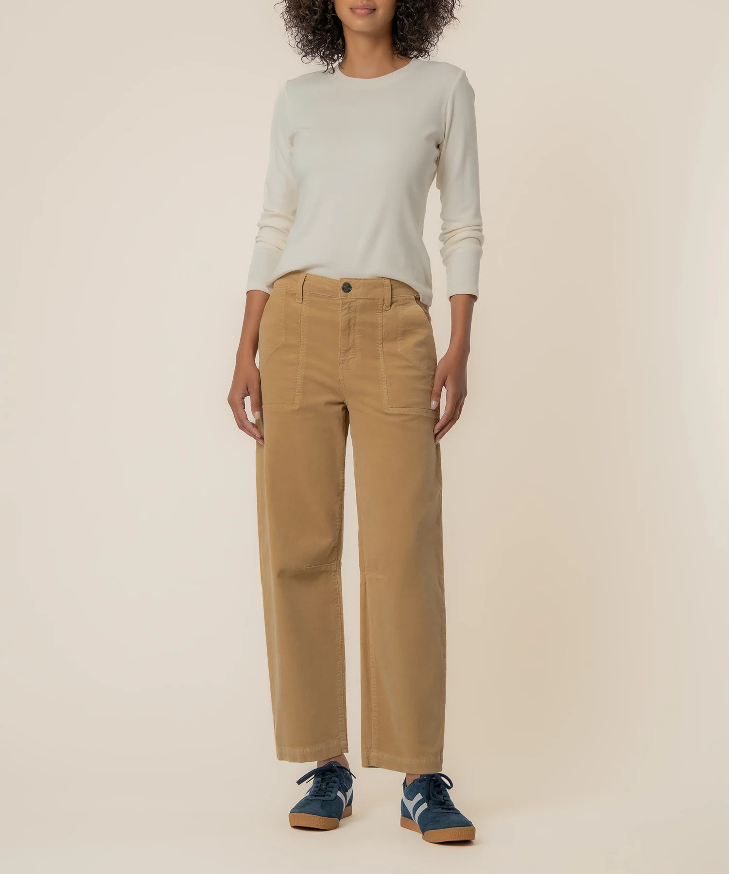 Ashton Corduroy High Rise Barrel, Exclusive in Khaki - Kut from the Kloth | Kut From Kloth