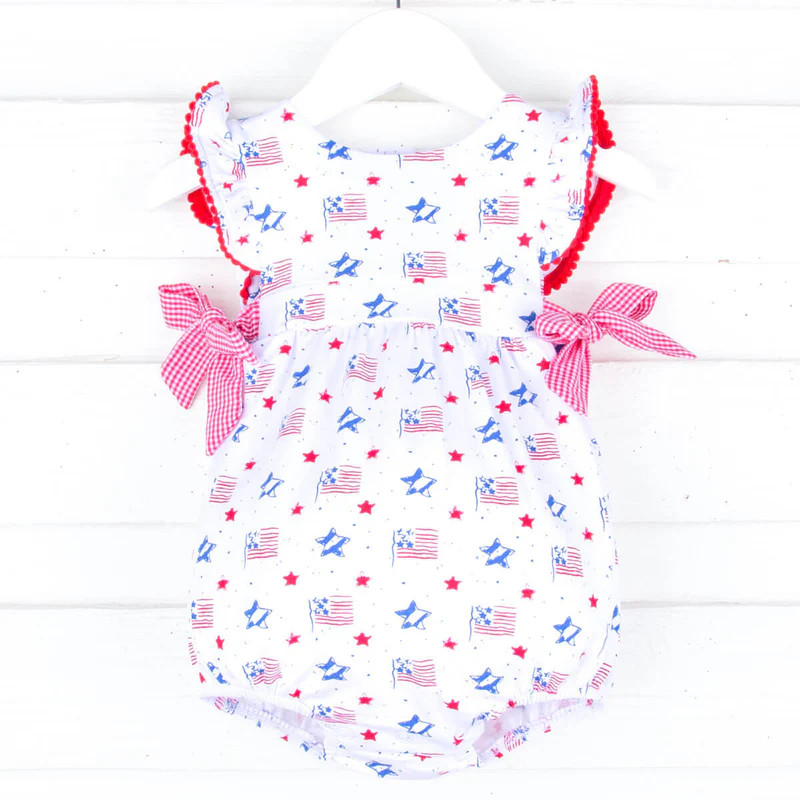 Flag Print Tiered Side Bow Bubble | Classic Whimsy