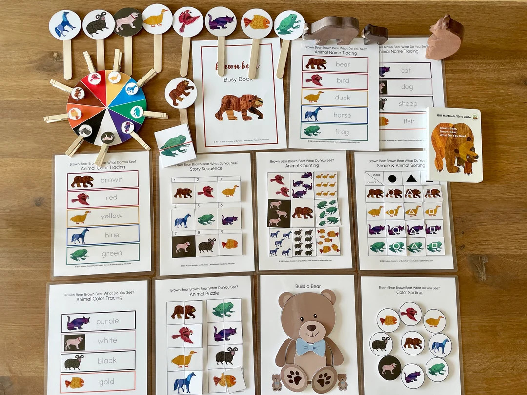 Toddler Busy Book Page, Brown Bear Brown Bear What Do You See, Eric Carle, Shape Sorting, Color M... | Etsy (US)