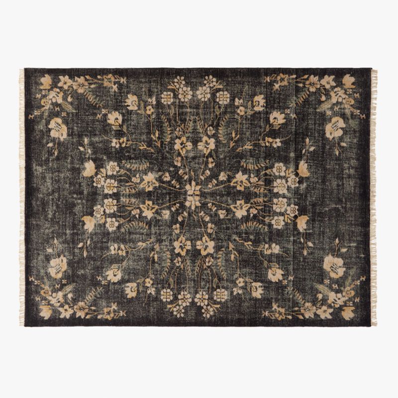 Lavish Modern Black Floral Wool Area Rug 9'x12' + Reviews | CB2 | CB2