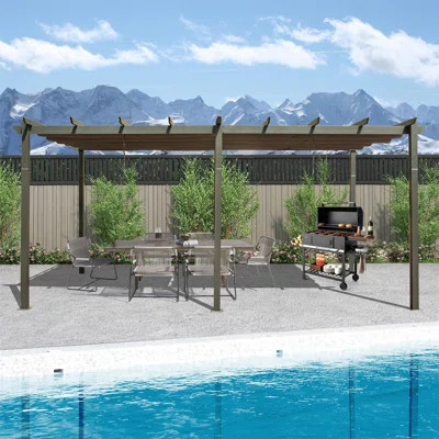 11 X 20 FT Outdoor Living Outdoor Retractable Pergola With Weather-Resistant Canopy Aluminum Garden Pergola Patio Grill Gazebo For Courtyard | Wayfair North America