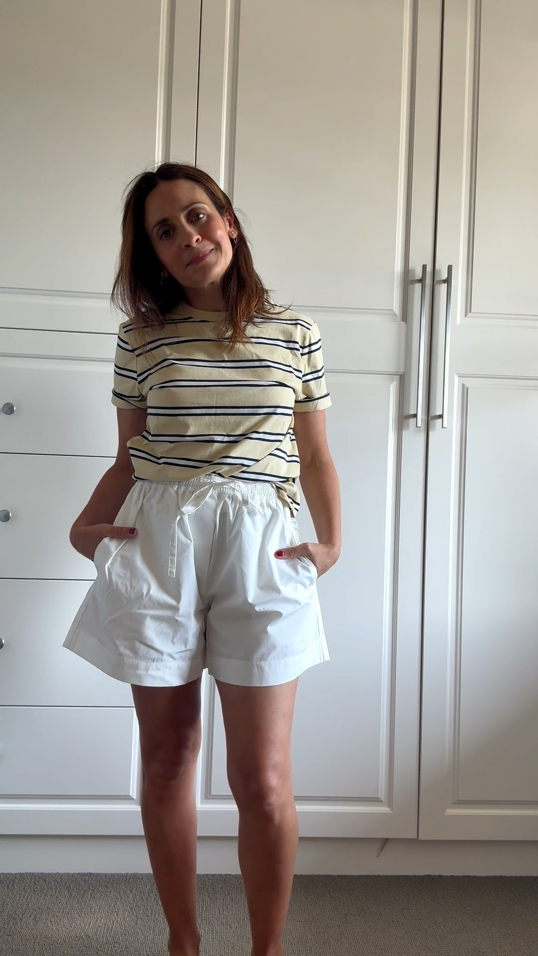 Cos drawstring cotton shorts size 8, Mango striped tee size S. Both true to size. 

#LTKaustralia #LTKspring