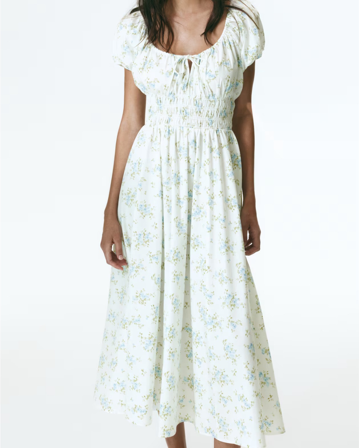 White floral puff sleeve midi dress 

#LTKSeasonal