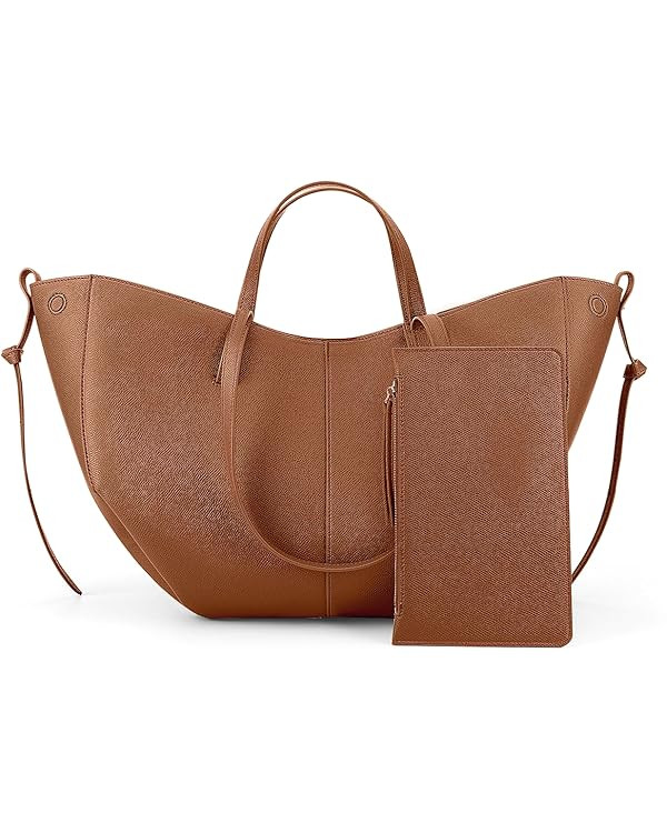 ACUYE Leather Tote Bag for Women, Crescent Shoulder Bag Ladies Tote Bag Crescent Clutch Purse Wom... | Amazon (UK)