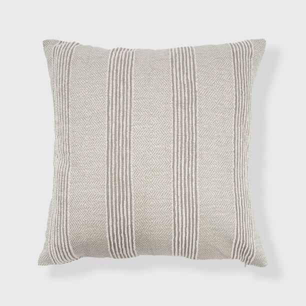 Freshmint Nila Woven Stripe Textured Euro Pillow 24"x24",Neutral ,1 Pack | Walmart (US)