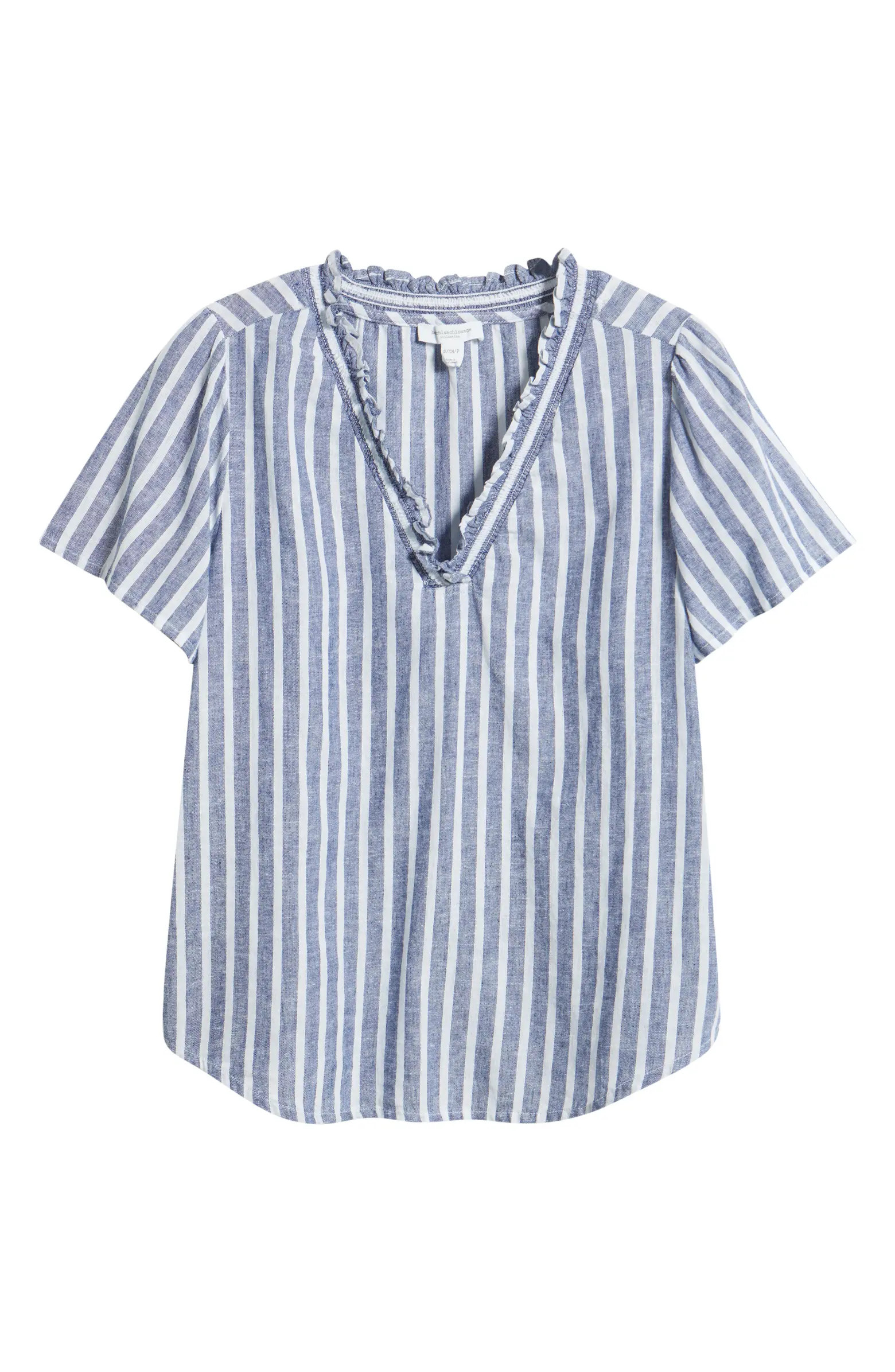 Bree Ruffle Linen & Cotton Top | Nordstrom