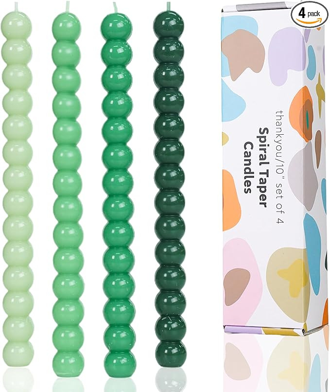 Green Taper Candles Twisted Candle Spiral Stick Candles for Holiday Wedding Party Wax Unscented D... | Amazon (US)