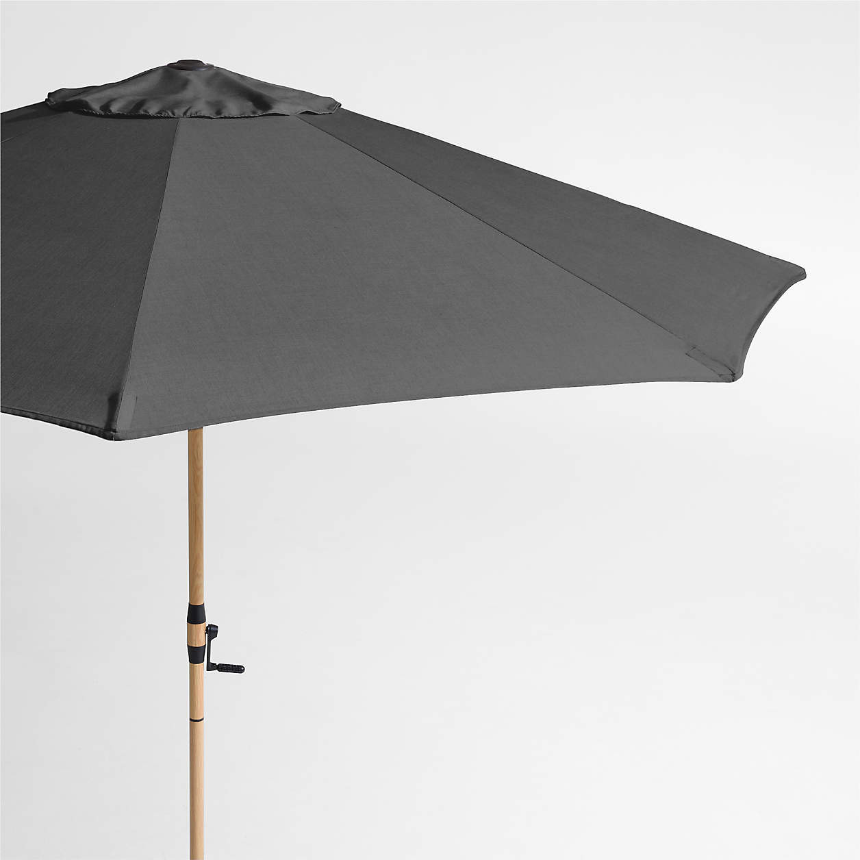 10' Round Cast Charcoal Grey Sunbrella Outdoor Patio Umbrella with Faux Wood Metal Frame | Crate ... | Crate & Barrel