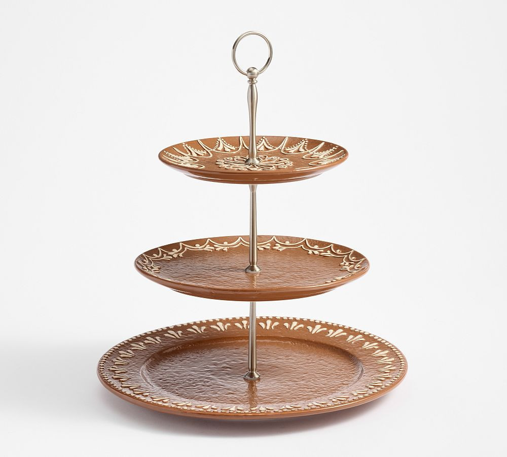 Gingerbread Stoneware Tiered Stand | Pottery Barn (US)