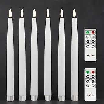 Rhytsing 11.4" Flameless Taper Candles with Timer Function, Battery Operated Dinner Long Candlest... | Amazon (US)