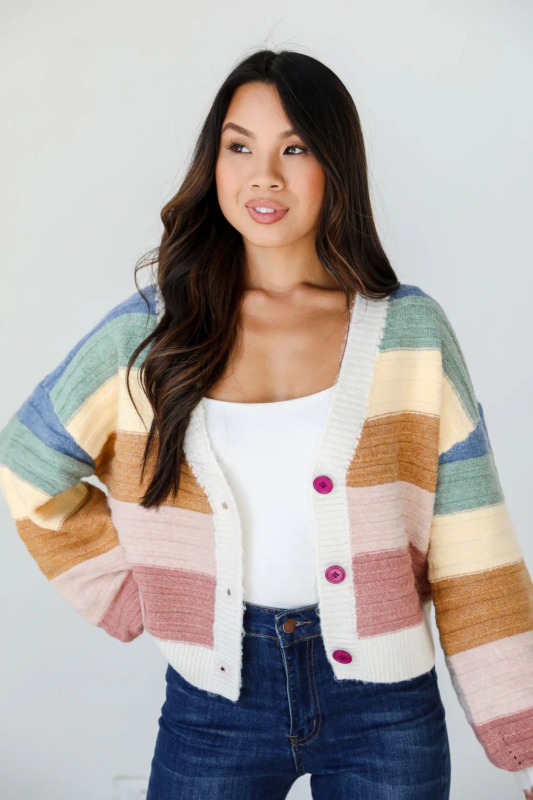 Rainbow On A Cloudy Day Sweater Cardigan | Dress Up