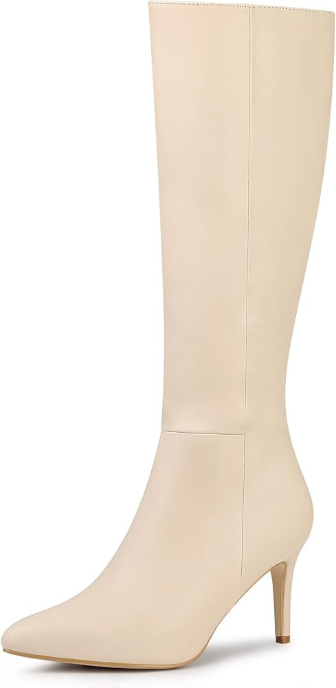 Allegra K Women's High Heels Pointed Toe Stiletto Heel Knee High Boots | Amazon (US)
