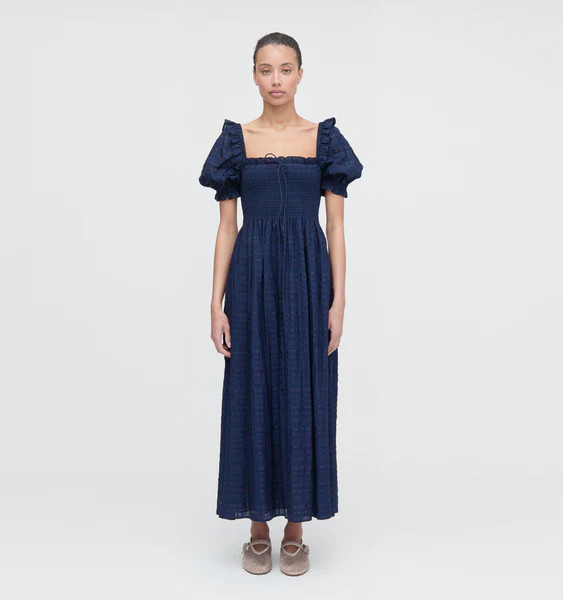 The Scarlett Nap Dress - Navy Sheer Plaid | Hill House Home US