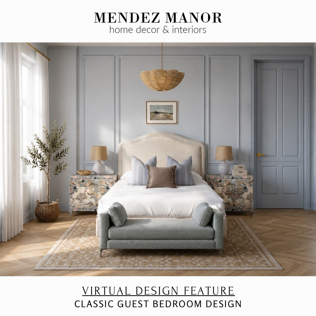 Guest bedroom refresh, mother-in-law suite, queen bed, area rug, blue walls

#LTKHome #LTKmomlife