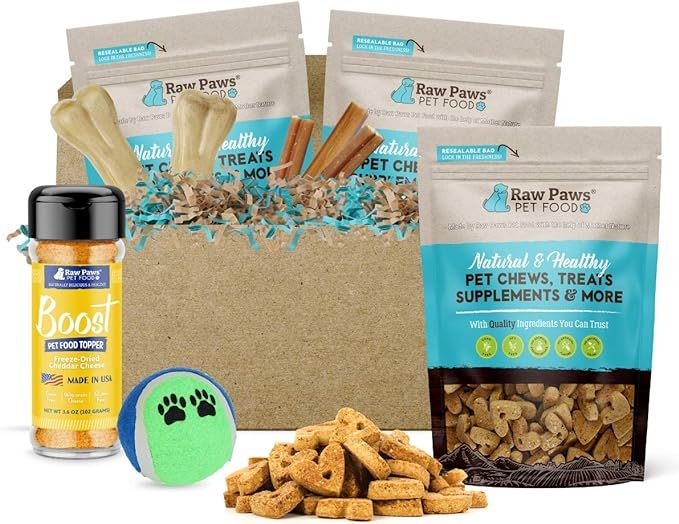 Raw Paws Pet Dog Birthday Treats Gift Box for Medium Dogs - Dog Chews and Treats Variety Pack - B... | Amazon (US)