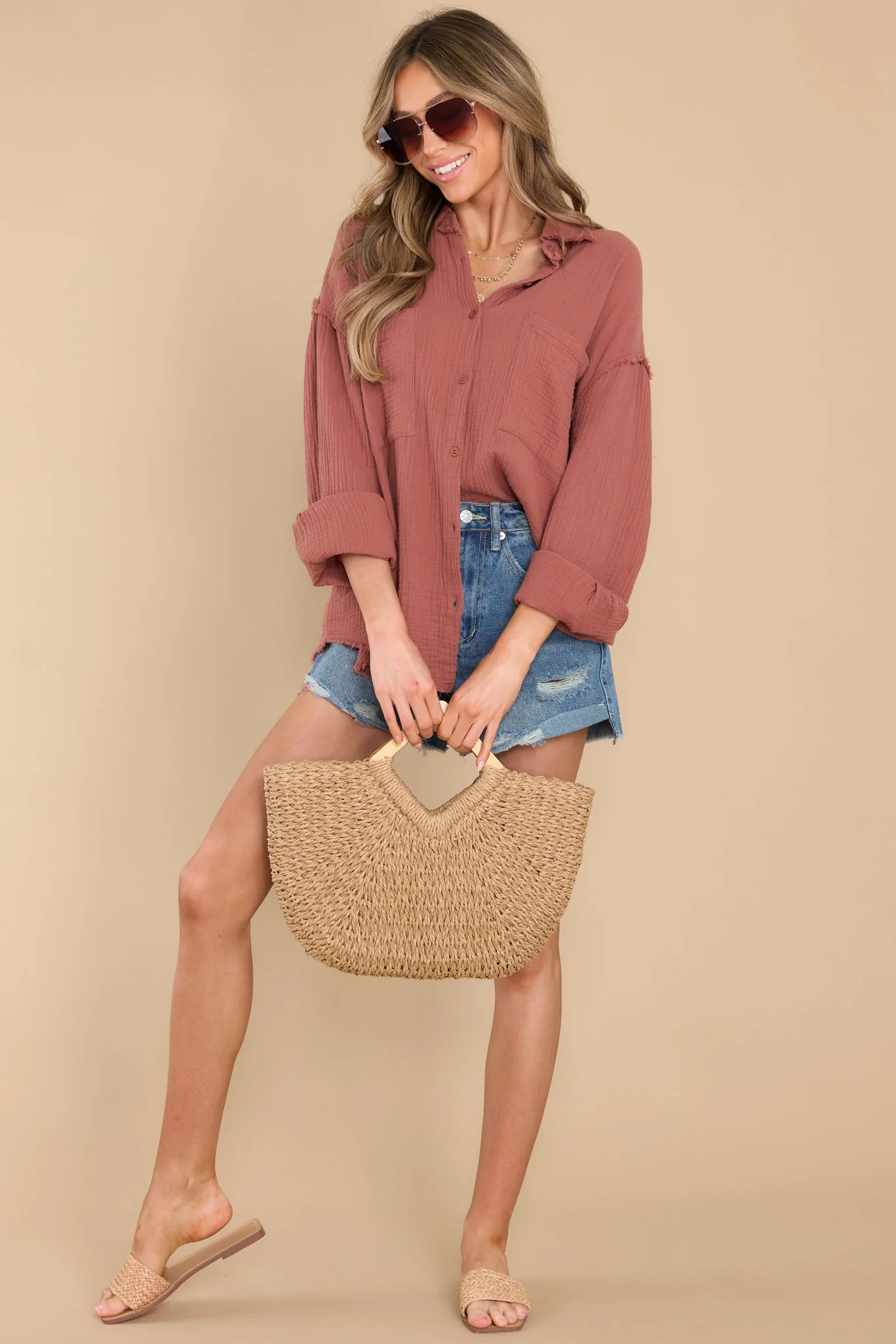 Redeeming Feature Dark Mauve Top | Red Dress 