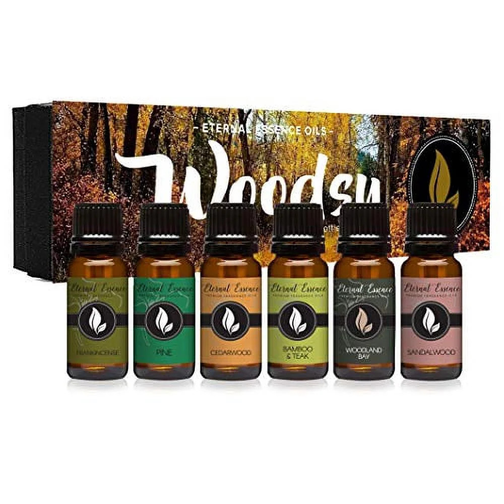 Woodsy Gift Set of 6 Premium Grade Fragrance Oils - Frankincense, Pine, Cedarwood, Bamboo & Teak,... | Walmart (US)