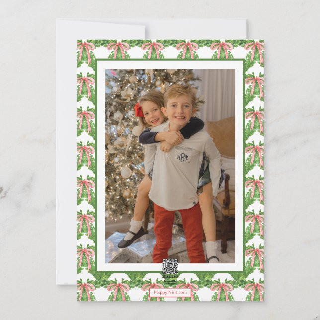 Watercolor Red Bow Garland Christmas Holiday Card | Zazzle | Zazzle