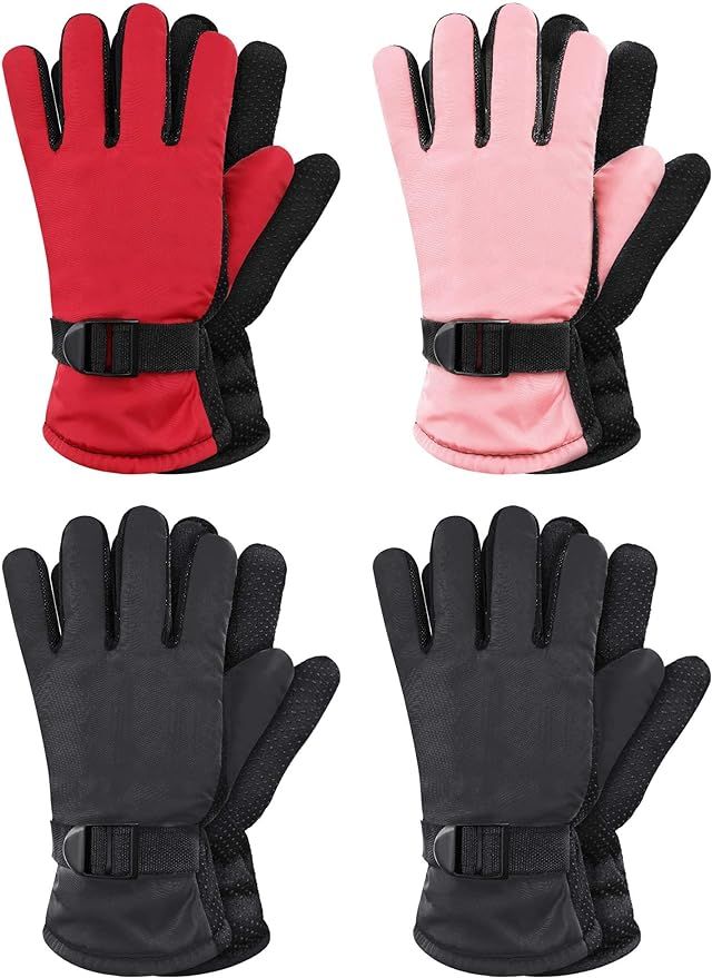 4 Pairs Kids Winter Gloves Waterproof Snow Ski Gloves Warm Unisex Camouflage Gloves for Cold Weat... | Amazon (US)