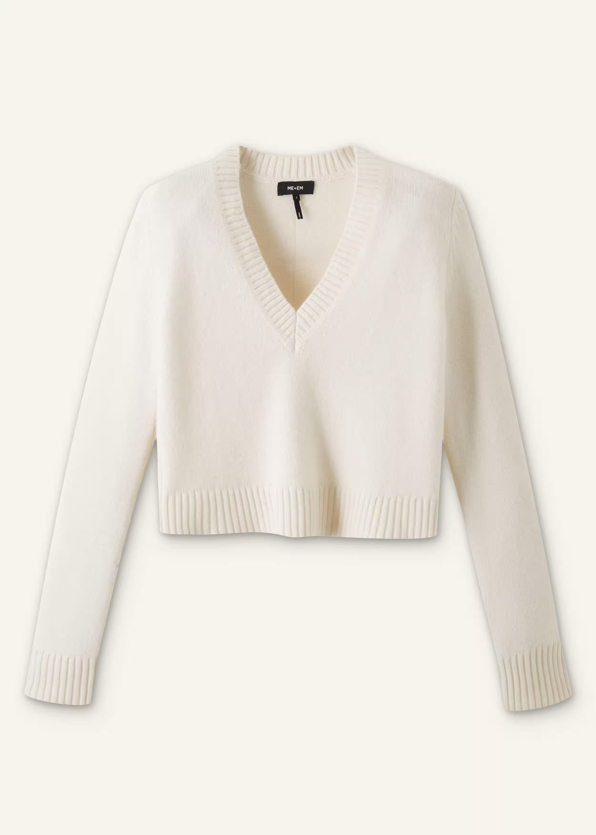 Cashmere Low V-Neck Crop Jumper Cashmere | ME+EM Global (Excluding US)