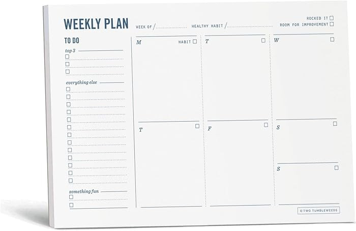 Weekly Planner Pad - Undated 6x9" Weekly To-Do List Notepad with Calendar and Task List, Perfect ... | Amazon (US)