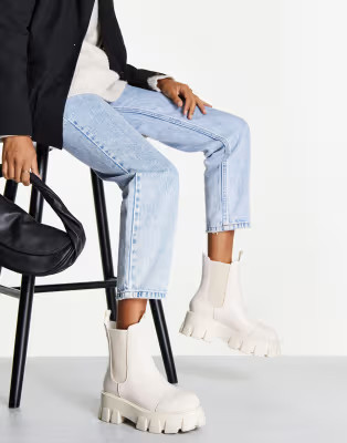 In The Style x Jac Jossa chunky boot in cream  | ASOS | ASOS (Global)