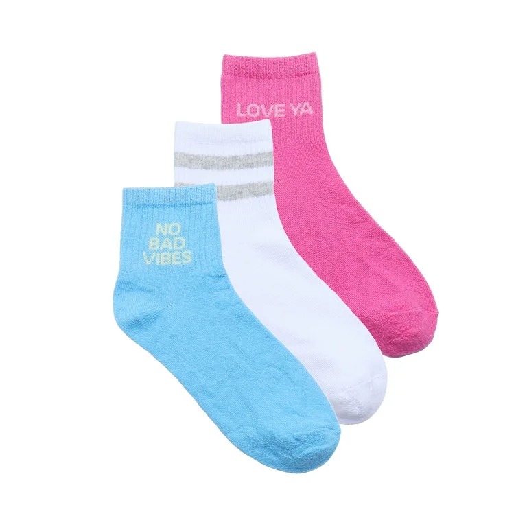 No Boundaries Ankle Socks, 3-Pack, Women's | Walmart (US)