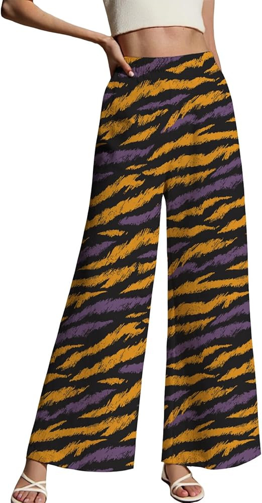 LIZALIG Women's Leopard Print Pants High Waist Wide Leg Trousers with Elastic Waistband Casual Lo... | Amazon (US)